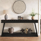 Tribesigns Modern Console Table, 71-Inch Extra Long Entryway Table with Storage, 2-Tier Narrow Sofa Table Behind Couch, Farmhouse Wooden Accent Table for Living Room, Hallway, Foyer, Black