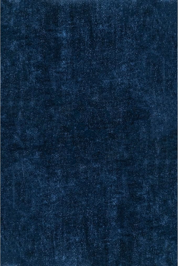 nuLOOM 8' x 10' Cozy Plush Area Rug, Machine Washable, Non-Slip, Soft Fluffy Shag Carpet for Living Room Bedroom Kids Room Nursery Home Decor, Loni Navy