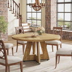 Tribesigns Farmhouse Dining Table, 47 Inch Round Dinner Table for 4, Rustic Round Dining Room Table for Home Dining Room Living Room (Natural)