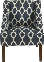 Homepop Home Decor | Upholstered Classic Swoop Arm Accent Chair | Accent Chairs for Living Room & Bedroom | Decorative Home Furniture, Dark Navy Geometric