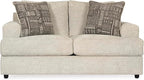 Signature Design by Ashley Soletren Contemporary Chenille Loveseat with 2 Accent Pillows, Off-White