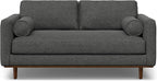 SIMPLIHOME Morrison Mid-Century Modern 72 inch Wide Sofa with Ottoman Set in Charcoal Grey Tightly Woven Performance Fabric for the Living Room and Family Room