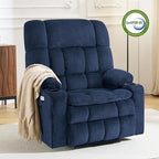 MCombo Oversized Power Lift Recliner Chair for Elderly, Dual Motor Lift Chair with Heat and Massage, Lay Flat Lift Chair for Big and Tall, Cup Holders, Fabric R7891 (Oversize, Navy Blue)