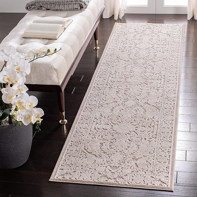SAFAVIEH Reflection Collection Runner Rug - 2'3" x 8', Beige & Cream, Non-Shedding & Easy Cleaning, Ideal for Living Room, Bedroom (RFT665A)