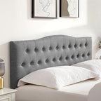 Tufted Upholstered Headboard King Size, Sturdy and Durable Solid Wood Bed headboard, Fabric Headboard Adjustable Height from 37” to 51”, Modern Button Diamond Design Head Board, Grey