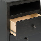 Prepac Sonoma Traditional Tall Nightstand Side Table with 2 Drawers and Open Shelf, Functional Bedside Table 16" D x 23.25" W x 28" H, Washed Black, HDC-2428-V