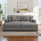 Modular Sectional Couches for Living Room, Modern Loveseat 2-Seater Sofa Couch with Ottoman, Upholstered Couches for Living Room Bedroom, Light Grey