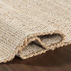 nuLOOM 9x12 Elfriede Jute & Cotton Hand Woven Area Rug, Natural, Solid Rustic Farmhouse Style, Weaved Design, Natural Fiber, For Bedroom, Living Room, Dining Room, Hallway, Office, Entryway