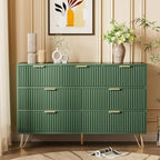 Dresser for Bedroom, Fluted Modern Dresser with Gold Pulls and 7 Drawers, 15.7" D x 47.2" W x 31.4" H, Green