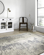 Loloi Teagan Collection TEA-07 Natural/Denim 3'-4" x 5'-7" Accent Rug, Large, Soft Neutral Rug, High-Traffic for Living Room, Bedroom, Home Office, Dining Area