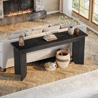 Tribesigns Farmhouse Console Table, 70.9-Inch Extra Long Console Table, Wood Sofa Table Behind Couch with Widened Tabletop & Sturdy Double Pedestal for Living Room, Hallway, Foyer (Black)