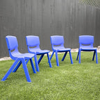 ECR4Kids 14in Plastic School Stack Chair, Classroom Furniture, Blue, 4-Pack