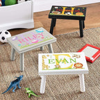 Let’s Make Memories Personalized My Own Name Step Stool - Children’s Step Stool - Sturdy Wood – Non-Toxic Paint, Sealer - Dinosaur Design - Natural - 14’Wx9.25”Lx8.75”H - Ages 3+