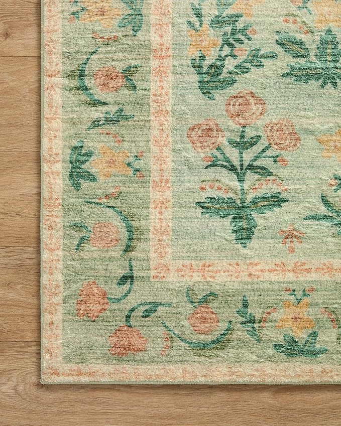 Loloi Rifle Paper Co. Eden Collection EDE-01 Mughal Rose Moss 2'-3" x 3'-9" Accent Rug feat. CloudPile™
