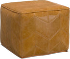 SIMPLIHOME Morden Contemporary Square Pouf in Brown Genuine Leather for The Living Room, Bedroom and Kids Room