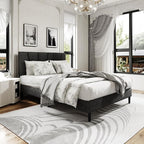 King Size Platform Bed Frame with Modern Upholstered Headboard, Wooden Slats Support, Noise Free, No Box Spring Needed, Easy Assembly, Dark Grey, Linen