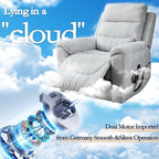 Power Lift Recliner Chair for Elderly People, Dual Motor Lay Flat Recliner with Vibration Massage and Heat, Heavy Duty Motion Mechanism Standing Assistance Reclining Chair, Chenille Fabric Light Gray