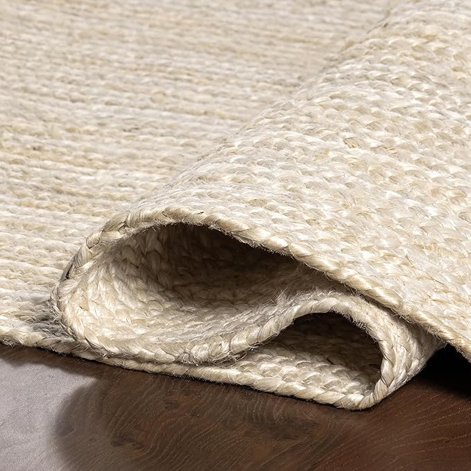 nuLOOM Oval 4x6 Rigo Jute Hand Woven Area Rug, Off White, Solid Farmhouse Design, Natural Fiber, For Bedroom, Living Room, Dining Room, Hallway, Office, Kitchen, Entryway