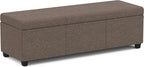 SIMPLIHOME Avalon 54 inch Wide Contemporary Rectangle Extra Large Storage Ottoman Bench in Fawn Brown Polyester Linen Fabric, Assembled, for The Living Room, Entryway and Family Room