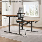EUREKA ERGONOMIC Standing Desk Electric Adjustable Height (61"x43") Computer Desk with Keyboard Tray Sit Stand Desk L Shaped Desk for Work/Home Office,Dual Motor,Memory Presets,2 USB/RGB,Walnut/Right