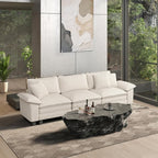 HERA'S HOUSE 124" Modular Sectional Sofa, Oversized Couches for Living Room, Comfy Cloud Couch 3-Seater Deep Seat Sofa with Throw Pillow, Corduroy Beige