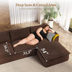 Vesgantti 141.7" Oversized Boneless Sectional Couch, Modern 7 Seater Modular Sofa with Chaise & Ottoman, Deep Seat Corduroy Cloud Couches for Living Room, No Assembly Required, Dark Brown