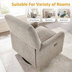 VANOMi Power Swivel Glider Recliner Chair, Electric Nursery Rocker Recliner Chair, USB & Type-C Charger, Warm Camel Boucle