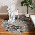 Unique Loom Trellis Frieze Collection Area Rug - Geometric (7' Round, Blue Multi/ Ivory)
