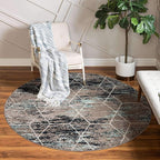 Unique Loom Trellis Frieze Collection Area Rug - Geometric (8' Round, Blue Multi/ Ivory)