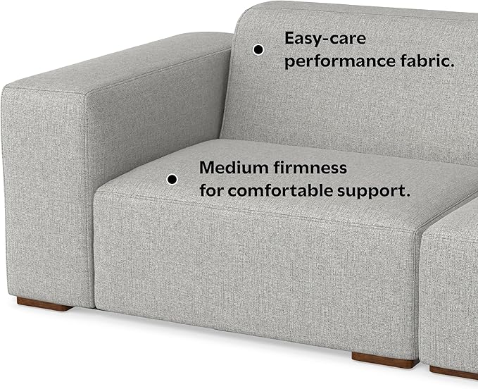 SIMPLIHOME Rex Modular Sofa and Ottoman Set in 100% Recycled Polyester Tightly Woven Performance Fabric, Pale Grey, 122-inch-wide 3-Seater Couch and Matching 34-inch-wide Ottoman for Living Room
