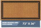 Barnyard Designs Natural Coco Coir Heavy Duty Backing Doormat - Large Cute Non-Slip Front Door Welcome Mat for Outside Entrance or Porch Entry, Brown (36x72, Border)