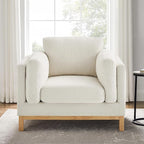 VANOMi 41.34" Oversized Accent Chair, Upholstered Armchair with Solid Wood Legs Living Room Chairs with Wide Armrest Pads, Reading Chair for Bedrooms, Apartments, Living Rooms, Offices（Beige）
