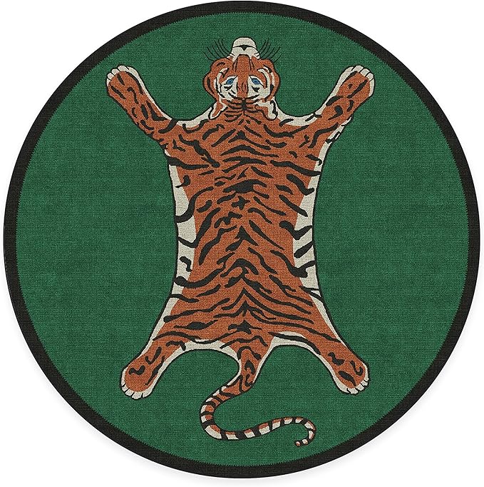 RUGGABLE x Jonathan Adler Machine Washable Modern Area Rug – Tiger Emerald 6 ft Round, Stain-Resistant, Non-Slip – Medium Rugs for Living Room, Bedroom, Hallway, Entryway & Office–with Standard Pad