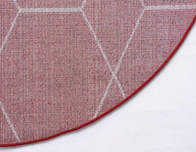 Unique Loom Trellis Frieze Collection Area Rug - Geometric (8' Round, Red/ Ivory)