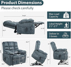 Oversized Zero Gravity Power Lift Recliner Chair for Elderly Adults Big Man Electric Lay Flat Recliner Triple Motor with Heat and Massage, Adjustable Seat Height, Arm Storage, Cup Holder