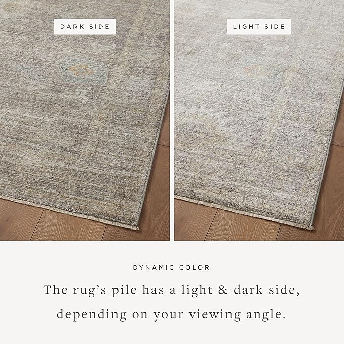 Loloi Magnolia Home by Joanna Gaines Millie Collection MIE-05 Stone/Natural 2'-7" x 8'-0", .25" Pile Height, Runner Rug