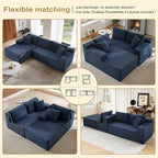 105" Sectional Couches for Living Room Cloud Couch Sofa with L-Shape Upholstered Boneless Couchs Modern Modular Sectional Couch with Chaise (Blue, 105''W Left Facing Chaise)