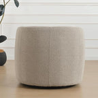 KINWELL 34" Wide Sherpa Swivel Barrel Chair, No Assembly Round Boucle Upholstered Accent Chair Armchair Single Sofa Chair with Toss Pillow for Living Room and Bedroom, Taupe