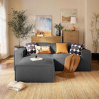 Marsail Modular Sectional Sofa, 80" L-Shaped Modular Sectional Couch with Deep Seat, Freely Combinable Sectional Clound Sofa for Living Room, No Assembly, Plush Corduroy Fabric, Grey
