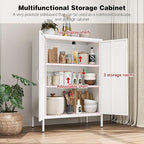 Metal Locker Cabinet with 2 Doors, White Metal Accent Cabinets for Home Office, 40" Counter Height Storage Lockers Sideboard for Home Office Kitchen Living Room Hallway Entryway