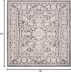 SAFAVIEH Reflection Collection Area Rug - 6'7" Square, Dark Grey & Cream, Non-Shedding & Easy Cleaning, Ideal for Living Room, Bedroom (RFT665B)