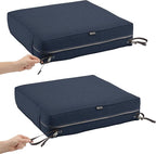 Classic Accessories Montlake FadeSafe Water-Resistant 23 x 23 x 5 Inch Outdoor Seat Cushion, Outdoor Chair Cushion, Heather Indigo Blue, Outdoor Chair Cushions, Patio Chair Cushions, Patio Cushions