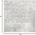 SAFAVIEH Evoke Collection Area Rug - 5'3" Square, Ivory & Grey, Distressed Design, Non-Shedding & Easy to Clean, Ideal for Living Room, Bedroom, Dining Space (EVK256F)