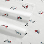 Eddie Bauer - Flannel Sheets Queen Size, Anti-Pilling & Wrinkle Resistant Cotton, Touchably Soft for All-Season Comfort - Bed Sheets with Matching Pillowcases & Fitted Sheet (Ski Slope White)