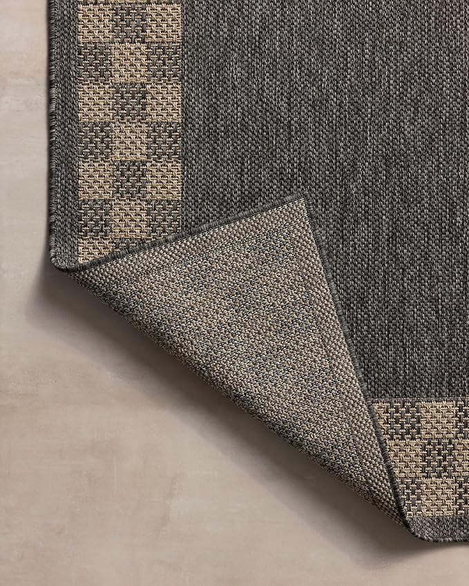 Loloi Chris Loves Julia Providence Collection PRC-01 Charcoal/Natural 2'-3" x 3'-9", .12" Pile Height, Indoor/Outdoor Runner Rug