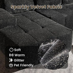 114" Glitter Cloud Sectional Couch with L-Shape Chaise, Modern Boneless Couches for Living Room, Fluffy Tufted Deep Seat Modular Sofa in a Box No Assembly