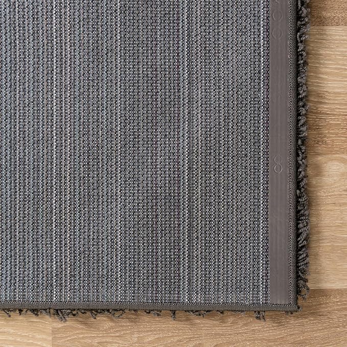 Unique Loom Solid Shag Collection Area Rug (5' 1" x 8' Rectangle Graphite Gray)