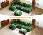 Hobestluk 120" Cloud Modular Sectional Couch 3-Seater Sofa with Ottomans U Shaped Couch Deep Seat Sofa with Removable Cover Large Sofa for Living Room (Green, 3-Seater Sofa with Two Ottomans)