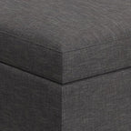 SIMPLIHOME Owen 34 inch Wide Mid Century Modern Rectangle Coffee Table Storage Ottoman in Slate Grey Linen Look Fabric, Assembled, For the Living Room, Entryway and Family Room