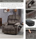 Power Lift Recliner Chairs for Elderly, Infinite Position Lay Flat Recliner with Heat & Massage Side Storage Cup Holder - USB Type C Charging - Dual Motor Lift Chair 400 lbs